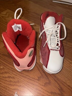 Jordan Red and White High-Top Sneakers